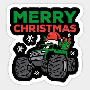 Merry Christmas Monster Truck Toddler Boys Men Xmas Kids Sticker